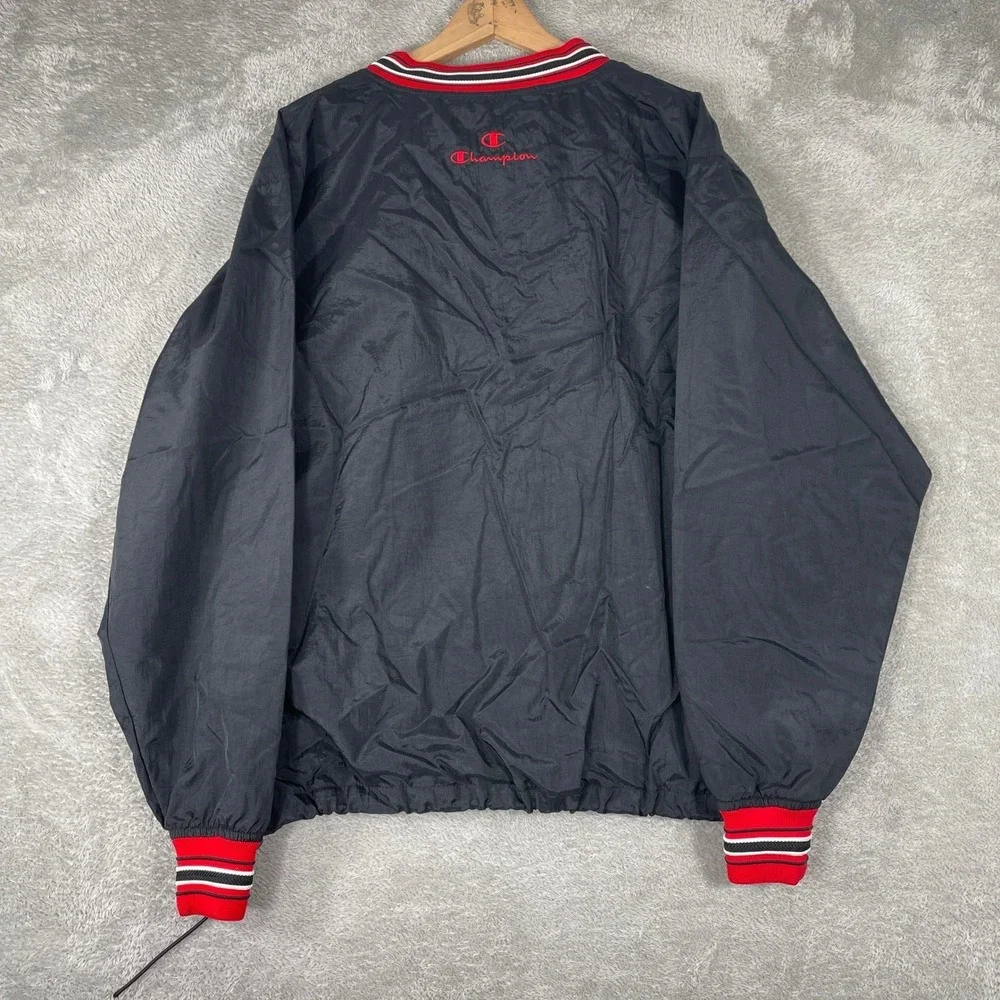 Champion Bradley University Braves Windbreaker Pullover Men Medium Black Striped